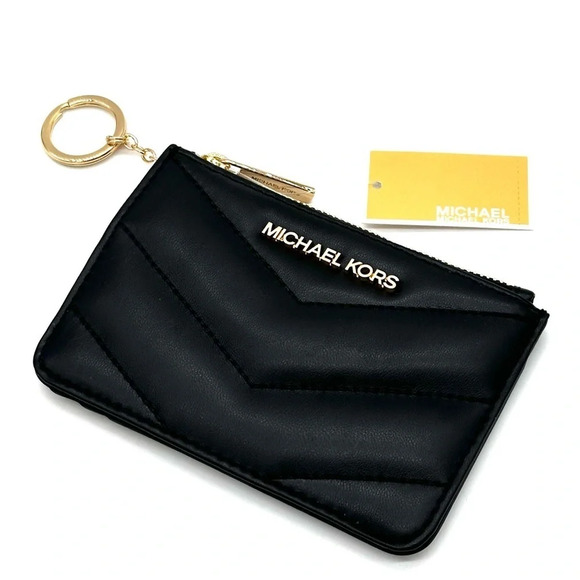 Michael Kors Jet Set Travel Small Top Zip Coin Pouch with ID Holder Black - Picture 1 of 8